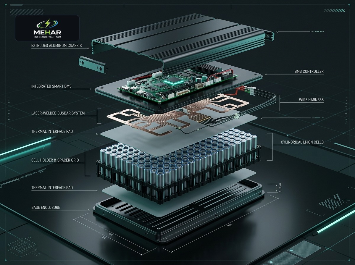 MEHAR Smart BMS & Pack Exploded View